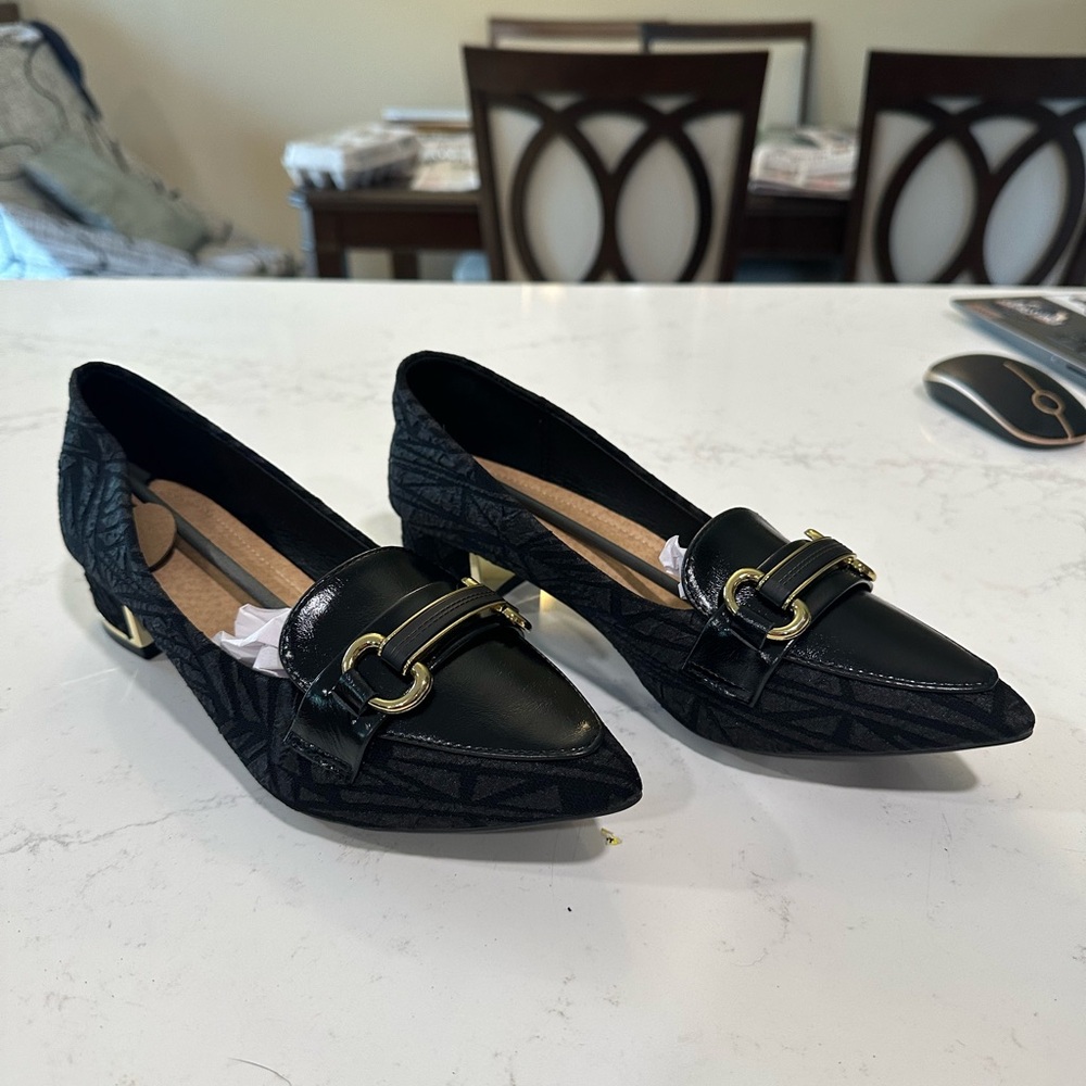 Elegant Black Loafers with Gold Accents